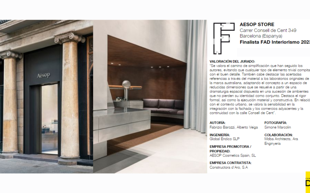 The reform of the AESOP offices in Barcelona, ​​a finalist in the FAD Interiorisme 2023 awards